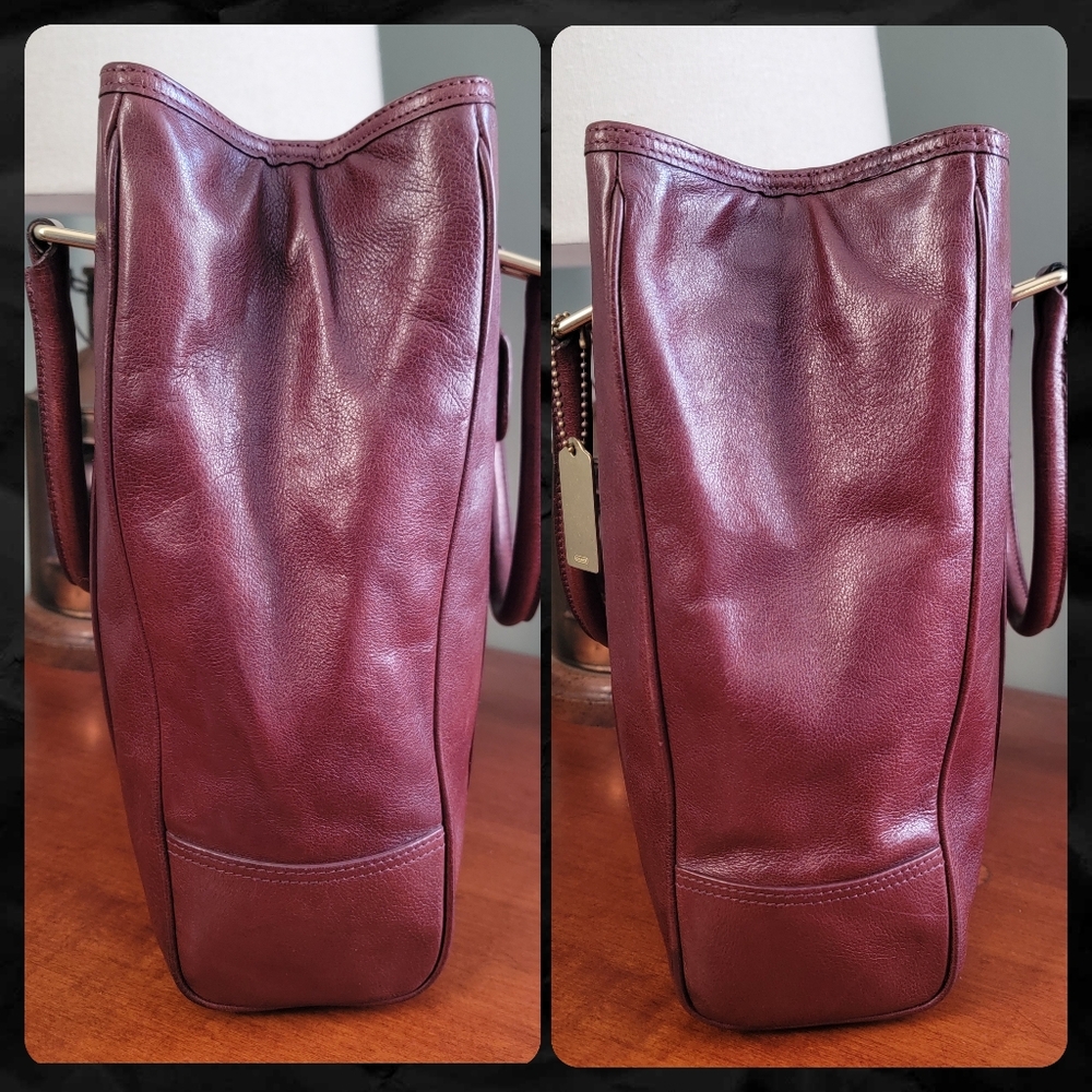 Coach 9704 Buffalo Hide Paper Bag Tote Mahogany Brown Leather Vintage Bag - Picture 2 of 16